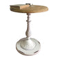 French Country Round Solid Wood Top Coffee Table Iron Pedestal Cocktail Table
