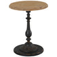 French Country Round Solid Wood Top Coffee Table Iron Pedestal Cocktail Table