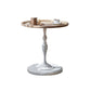 Round Wood Top Coffee Table Iron Pedestal Cocktail Table - Distressed Surface Treatment 23"L x 23"W x 26"H White Clearhalo 'Coffee & Accent Tables' 'Coffee Tables' 'coffee_tables' 'furn' 'furn_coffee_tables' 'Furniture' 'Living Room Furniture' 6175106