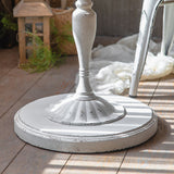 丸いウッドトップコーヒーテーブル鉄台座カクテルテーブル - 苦しめられた表面処理