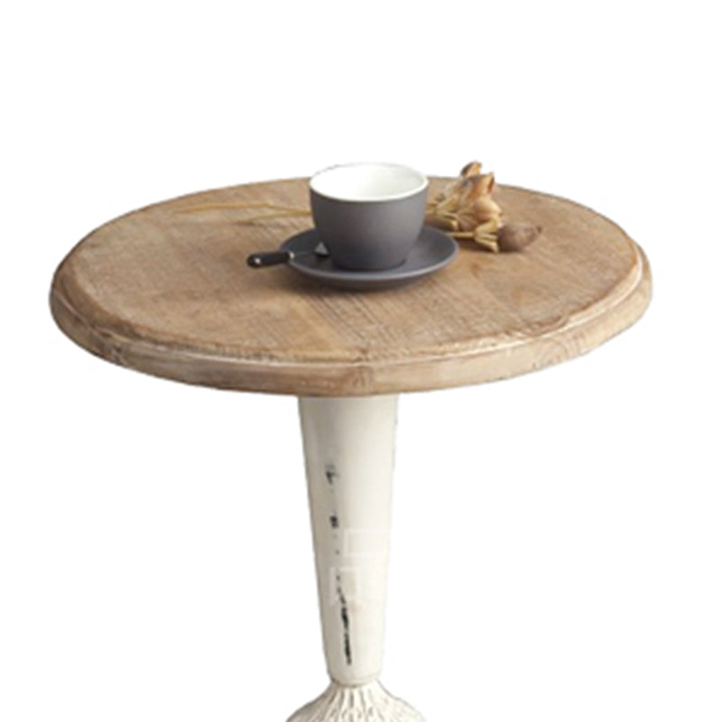 Round Wood Top Coffee Table Iron Pedestal Cocktail Table - Distressed Surface Treatment Clearhalo 'Coffee & Accent Tables' 'Coffee Tables' 'coffee_tables' 'furn' 'furn_coffee_tables' 'Furniture' 'Living Room Furniture' 6175110