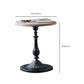 Round Wood Top Coffee Table Iron Pedestal Cocktail Table - Distressed Surface Treatment Clearhalo 'Coffee & Accent Tables' 'Coffee Tables' 'coffee_tables' 'furn' 'furn_coffee_tables' 'Furniture' 'Living Room Furniture' 6175111