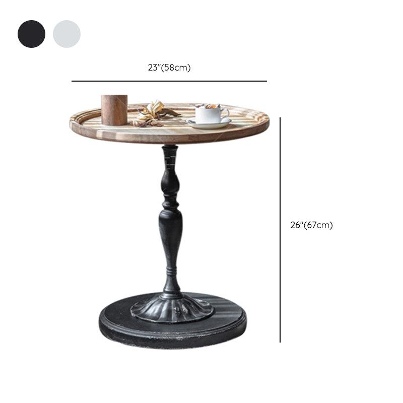 Round Wood Top Coffee Table Iron Pedestal Cocktail Table - Distressed Surface Treatment Clearhalo 'Coffee & Accent Tables' 'Coffee Tables' 'coffee_tables' 'furn' 'furn_coffee_tables' 'Furniture' 'Living Room Furniture' 6175112