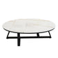 Glam ovale leistenen salontafel, 47 cm hoge cocktailtafel met ijzeren kruispoten