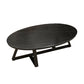 Glam ovale leistenen salontafel, 47 cm hoge cocktailtafel met ijzeren kruispoten
