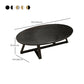 Glam ovale leistenen salontafel, 47 cm hoge cocktailtafel met ijzeren kruispoten