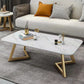 Glam Style Rectangle Slate Coffee Table 17.7"H Iron Sled Cocktail Table 51"L x 24"W x 18"H Gold Clearhalo 'Coffee & Accent Tables' 'Coffee Tables' 'coffee_tables' 'furn' 'furn_coffee_tables' 'Furniture' 'Living Room Furniture' 6175150