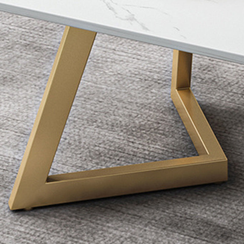 Glam Style Rectangle Slate Coffee Table 17.7"H Iron Sled Cocktail Table Clearhalo 'Coffee & Accent Tables' 'Coffee Tables' 'coffee_tables' 'furn' 'furn_coffee_tables' 'Furniture' 'Living Room Furniture' 6175153
