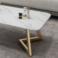 Glam Style Rectangle Slate Coffee Table 17.7"H Iron Sled Cocktail Table Clearhalo 'Coffee & Accent Tables' 'Coffee Tables' 'coffee_tables' 'furn' 'furn_coffee_tables' 'Furniture' 'Living Room Furniture' 6175154