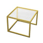 Modern Square Glass Coffee Table Iron Frame Base Cocktail Table