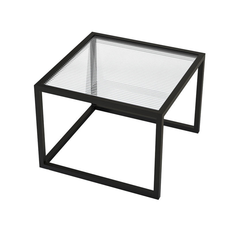 Modern Square Glass Coffee Table Iron Frame Base Cocktail Table