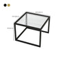 Modern Square Glass Coffee Table Iron Frame Base Cocktail Table