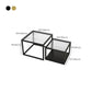 Modern Square Glass Coffee Table Iron Frame Base Cocktail Table