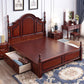 84.65 inch Wide Victorian Bed Frame Pine Wood Bed with Upholstered Headboard Clearhalo 'Bedroom Furniture' 'Beds' 'furn' 'furn_beds' 'Furniture' 6175188