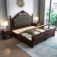 Rubberwood Traditional Panel Bed 62.59" High Brown Bed with Upholstered Headboard Lift Up Storage Single Bed Unavailable Clearhalo 'Bedroom Furniture' 'Beds' 'furn' 'furn_beds' 'Furniture' 6175195