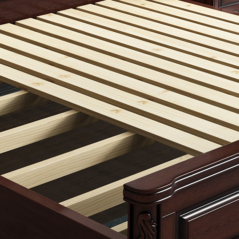 Rubberwood Traditional Panel Bed 62.59" High Brown Bed with Upholstered Headboard Clearhalo 'Bedroom Furniture' 'Beds' 'furn' 'furn_beds' 'Furniture' 6175198