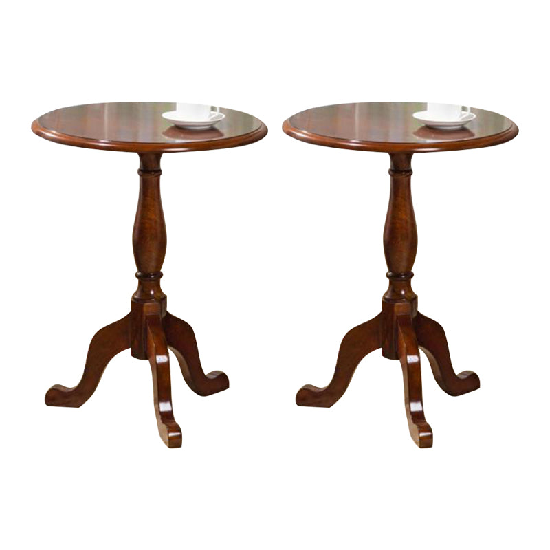 Solid Wood Round End Table Retro Dia 20.08" Sofa Side Accent Table Walnut 2 Clearhalo 'Coffee & Accent Tables' 'End & Side Tables' 'end_side_tables' 'furn' 'furn_end_side_tables' 'Furniture' 'Living Room Furniture' 6175253