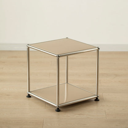 15. 6" Tall Modern Square Sofa Side Accent Table with Floor Shelf