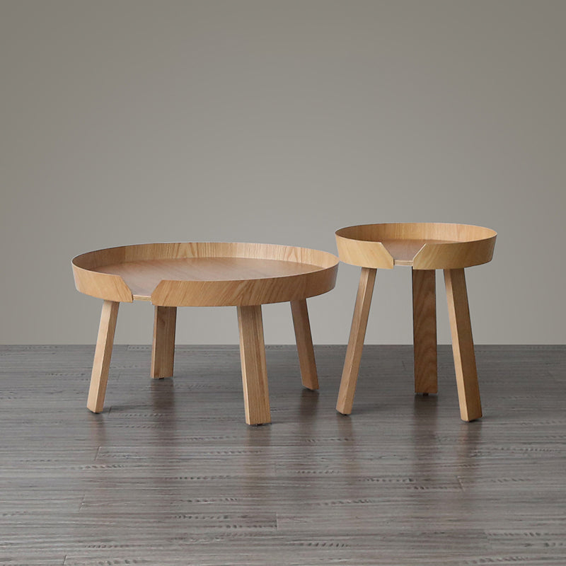 Solid Wood Tray Top End Table 3/4 Legs 2 Pieces Side Table Set