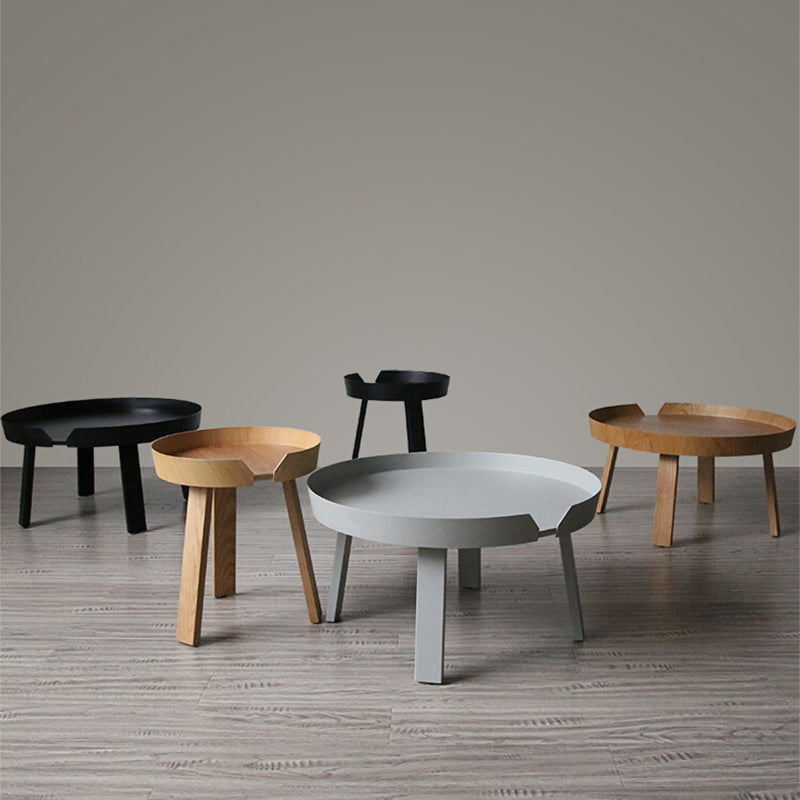 Solid Wood Tray Top End Table 3/4 Legs 2 Pieces Side Table Set