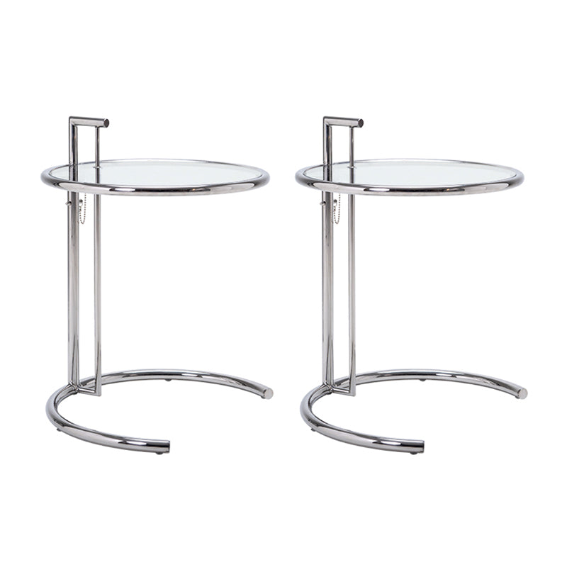 Adjustable Height Glass Side Table Modern Dia 20.1" C End Table Clear 2 Clearhalo 'Coffee & Accent Tables' 'End & Side Tables' 'end_side_tables' 'furn' 'furn_end_side_tables' 'Furniture' 'Living Room Furniture' 6175349