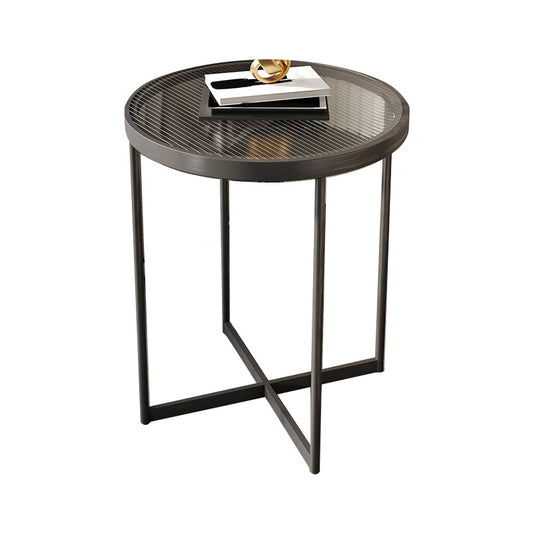 Modern Glass Round Side End Table Cross Legs Sofa Corner Table Clearhalo 'Coffee & Accent Tables' 'End & Side Tables' 'end_side_tables' 'furn' 'furn_end_side_tables' 'Furniture' 'Living Room Furniture' 6175373