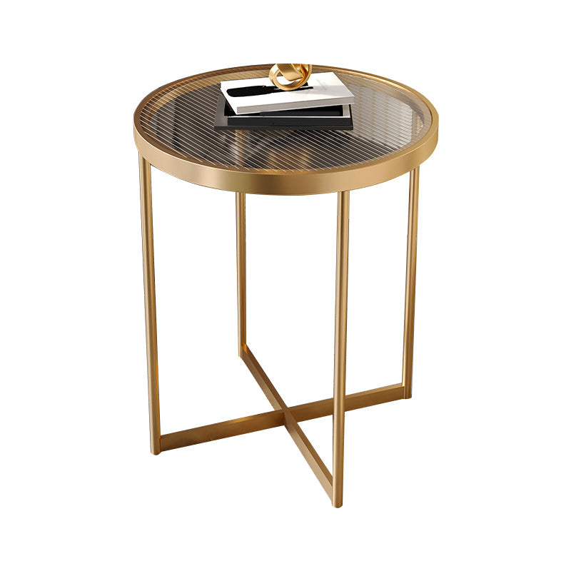 Modern Glass Round Side End Table Cross Legs Sofa Corner Table Clearhalo 'Coffee & Accent Tables' 'End & Side Tables' 'end_side_tables' 'furn' 'furn_end_side_tables' 'Furniture' 'Living Room Furniture' 6175376