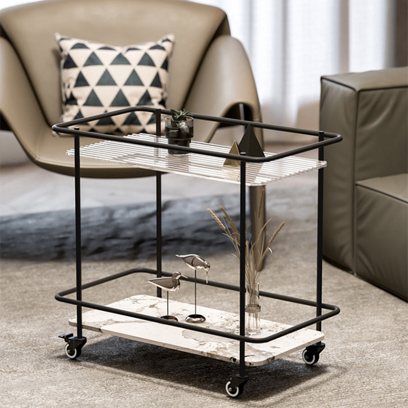 Mesa de vidrio superior a la altura con ruedas moderna de 25.6 "w 1 mesa auxiliar