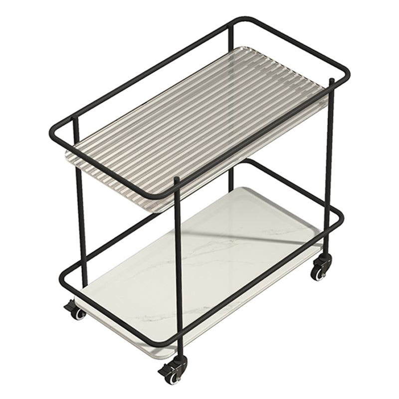 Mesa de vidrio superior a la altura con ruedas moderna de 25.6 "w 1 mesa auxiliar