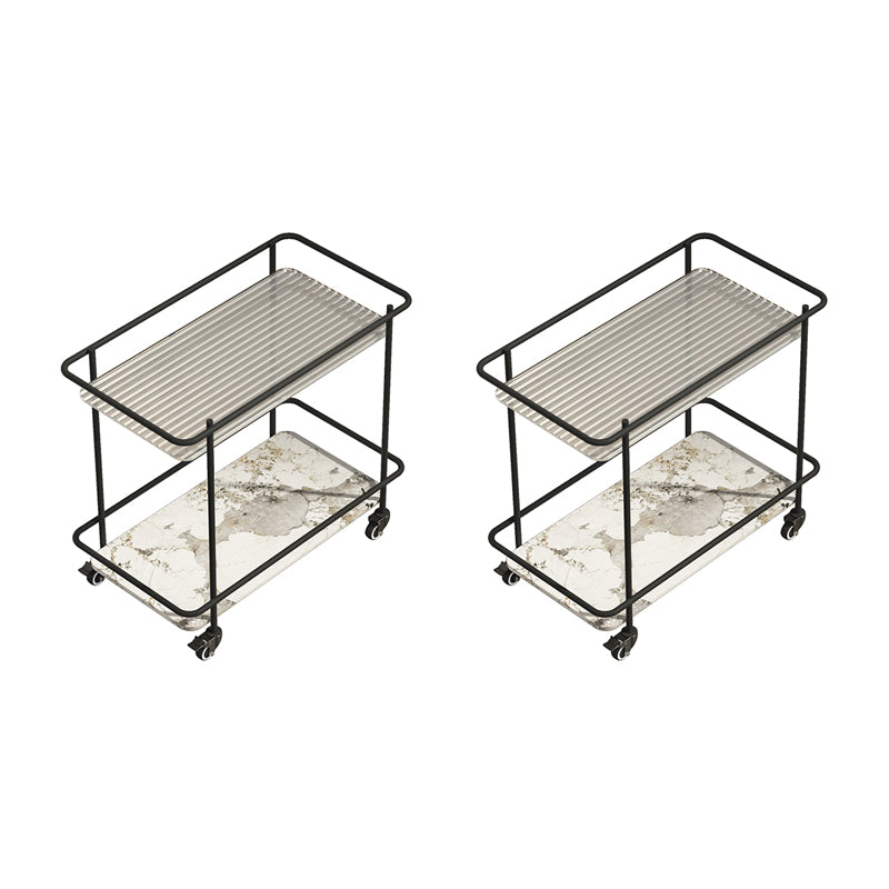 Mesa de vidrio superior a la altura con ruedas moderna de 25.6 "w 1 mesa auxiliar