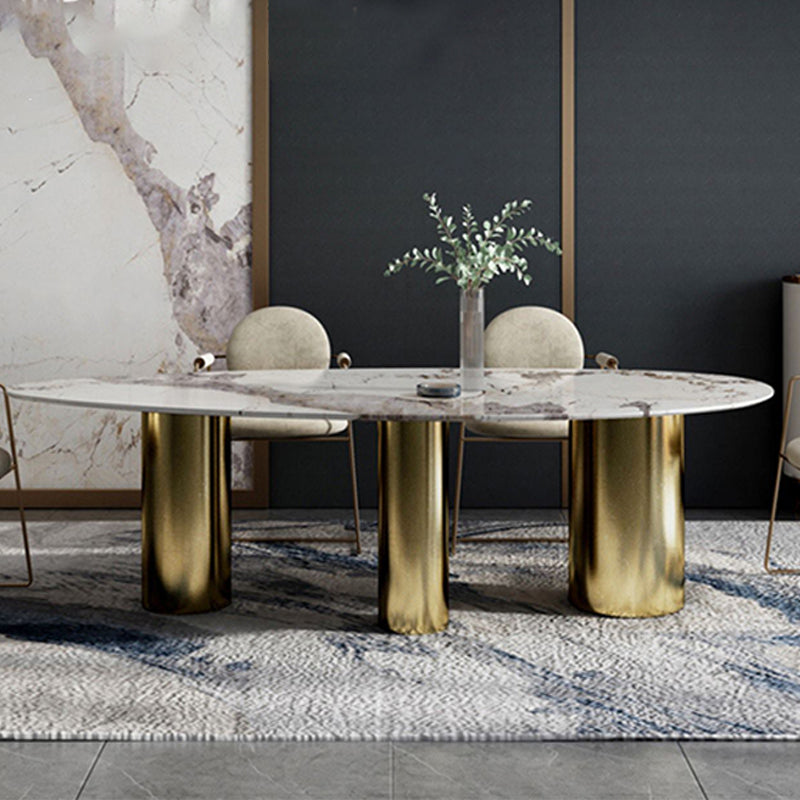 Simplicity Fixed Dining Room Table Sintered Stone Home Fixed Desk White 55.1"L x 31.5"W x 29.9"H Without Chairs Clearhalo 'Dining Tables & Seating' 'Dining Tables' 'dining_table' 'furn' 'furn_dining_table' 'Furniture' 'Kitchen & Dining Furniture' 6175598