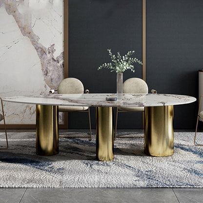 Simplicity Fixed Dining Room Table Sintered Stone Home Fixed Desk White 55.1"L x 31.5"W x 29.9"H Without Chairs Clearhalo 'Dining Tables & Seating' 'Dining Tables' 'dining_table' 'furn' 'furn_dining_table' 'Furniture' 'Kitchen & Dining Furniture' 6175598