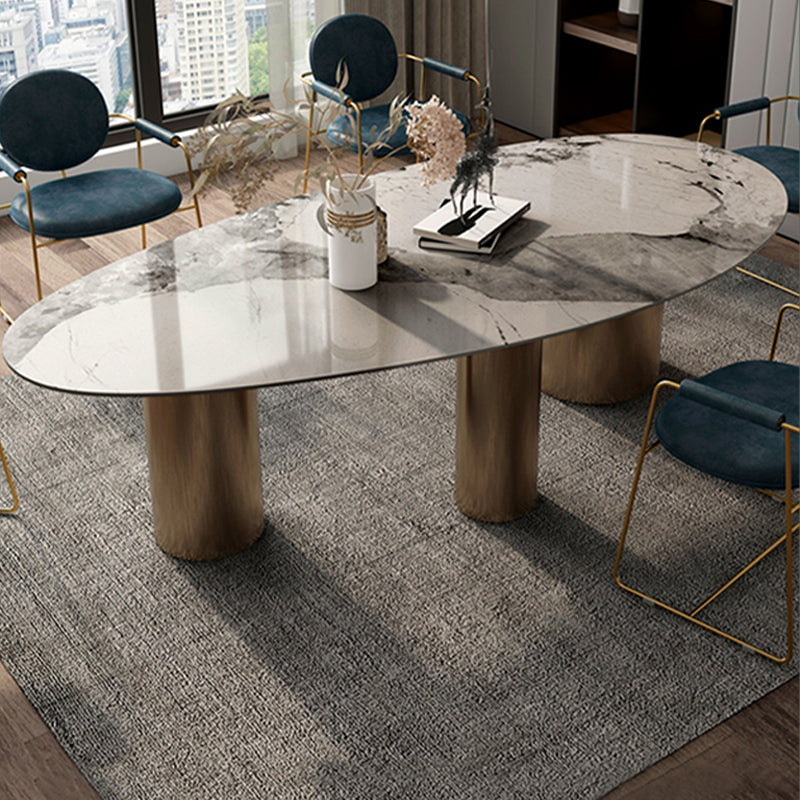 Simplicity Fixed Dining Room Table Sintered Stone Home Fixed Desk White Without Chairs Clearhalo 'Dining Tables & Seating' 'Dining Tables' 'dining_table' 'furn' 'furn_dining_table' 'Furniture' 'Kitchen & Dining Furniture' 6175599