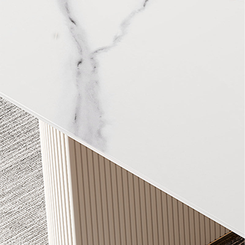 Oval Shape Fixed Kitchen Table Luxury Sintered Stone Double Pedestal Table Clearhalo 'Dining Tables & Seating' 'Dining Tables' 'dining_table' 'furn' 'furn_dining_table' 'Furniture' 'Kitchen & Dining Furniture' 6175616