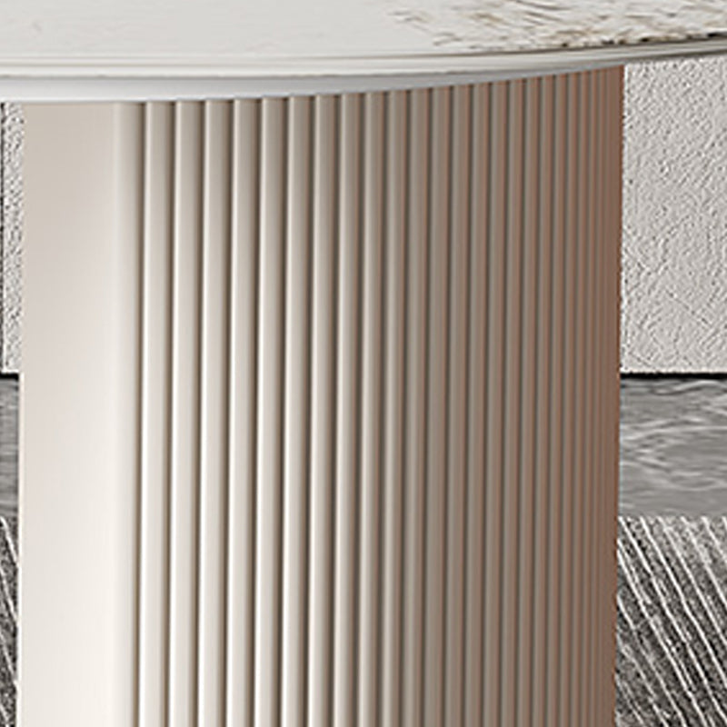 Oval Shape Fixed Kitchen Table Luxury Sintered Stone Double Pedestal Table Clearhalo 'Dining Tables & Seating' 'Dining Tables' 'dining_table' 'furn' 'furn_dining_table' 'Furniture' 'Kitchen & Dining Furniture' 6175619