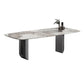Luxury Double Pedestal Dining Table Sintered Stone Dining Room Desk Rectangle Gray Clearhalo 'Dining Tables & Seating' 'Dining Tables' 'dining_table' 'furn' 'furn_dining_table' 'Furniture' 'Kitchen & Dining Furniture' 6175707