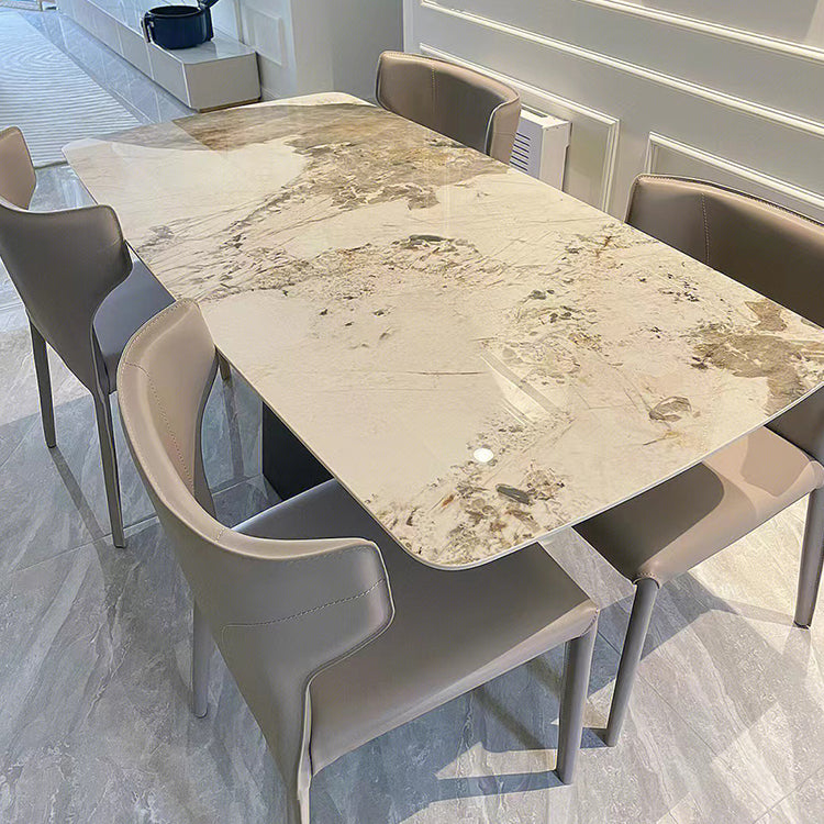 Luxury Double Pedestal Dining Table Sintered Stone Dining Room Desk Clearhalo 'Dining Tables & Seating' 'Dining Tables' 'dining_table' 'furn' 'furn_dining_table' 'Furniture' 'Kitchen & Dining Furniture' 6175708