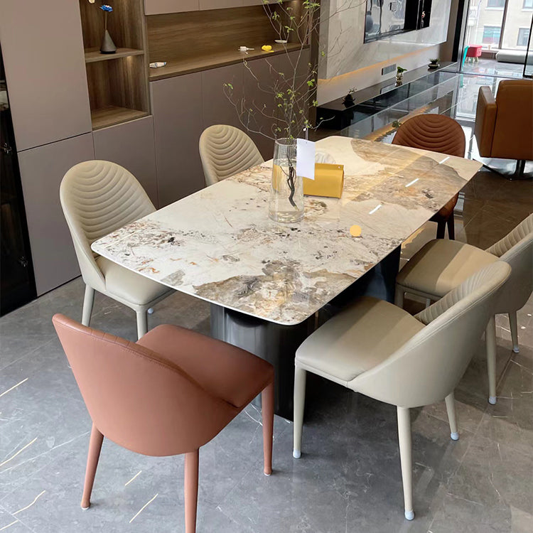 Luxury Double Pedestal Dining Table Sintered Stone Dining Room Desk Clearhalo 'Dining Tables & Seating' 'Dining Tables' 'dining_table' 'furn' 'furn_dining_table' 'Furniture' 'Kitchen & Dining Furniture' 6175712