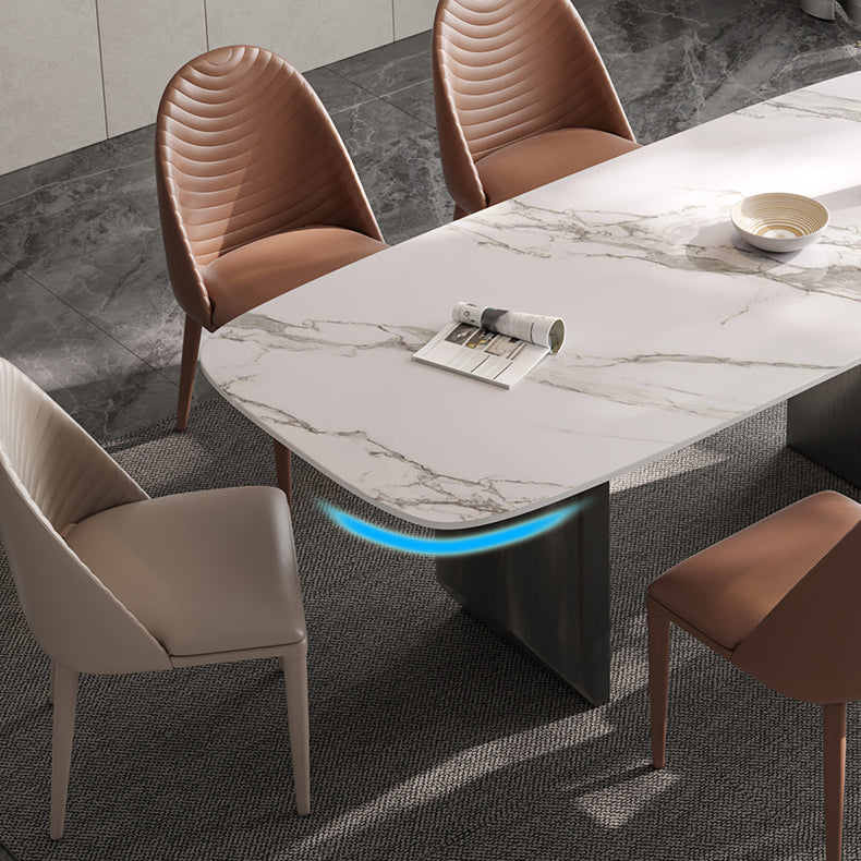 Luxury Double Pedestal Dining Table Sintered Stone Dining Room Desk Clearhalo 'Dining Tables & Seating' 'Dining Tables' 'dining_table' 'furn' 'furn_dining_table' 'Furniture' 'Kitchen & Dining Furniture' 6175713