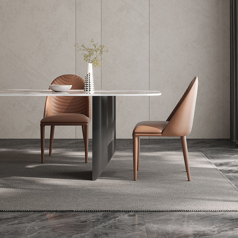 Luxury Double Pedestal Dining Table Sintered Stone Dining Room Desk Clearhalo 'Dining Tables & Seating' 'Dining Tables' 'dining_table' 'furn' 'furn_dining_table' 'Furniture' 'Kitchen & Dining Furniture' 6175715