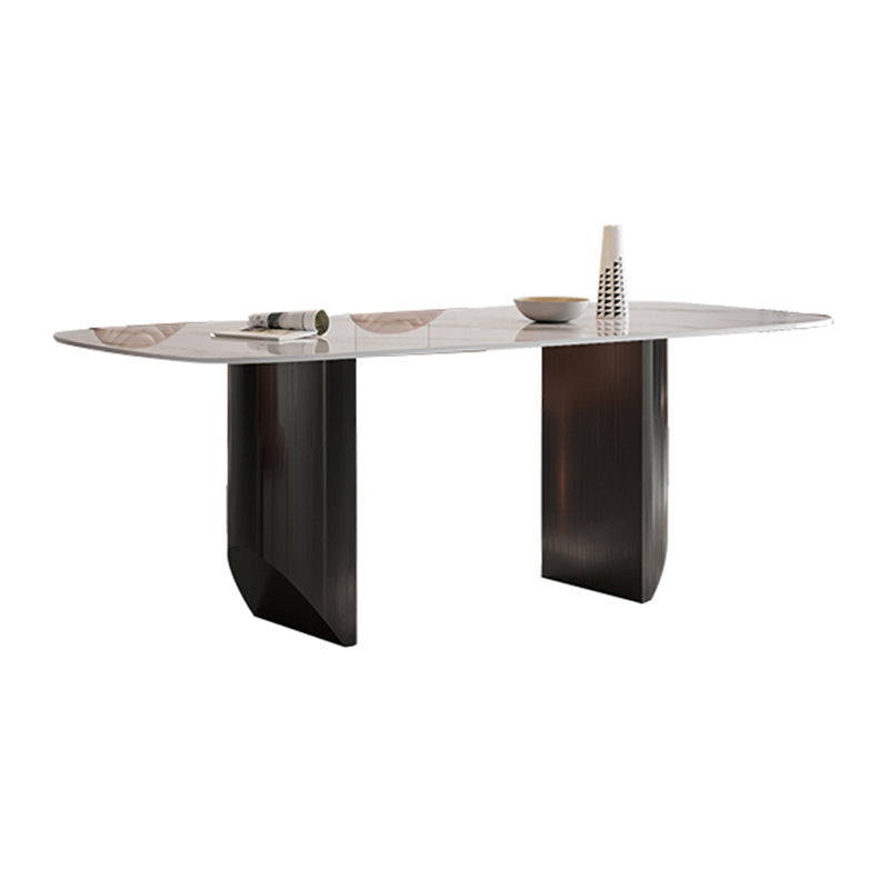 Luxury Double Pedestal Dining Table Sintered Stone Dining Room Desk Clearhalo 'Dining Tables & Seating' 'Dining Tables' 'dining_table' 'furn' 'furn_dining_table' 'Furniture' 'Kitchen & Dining Furniture' 6175716