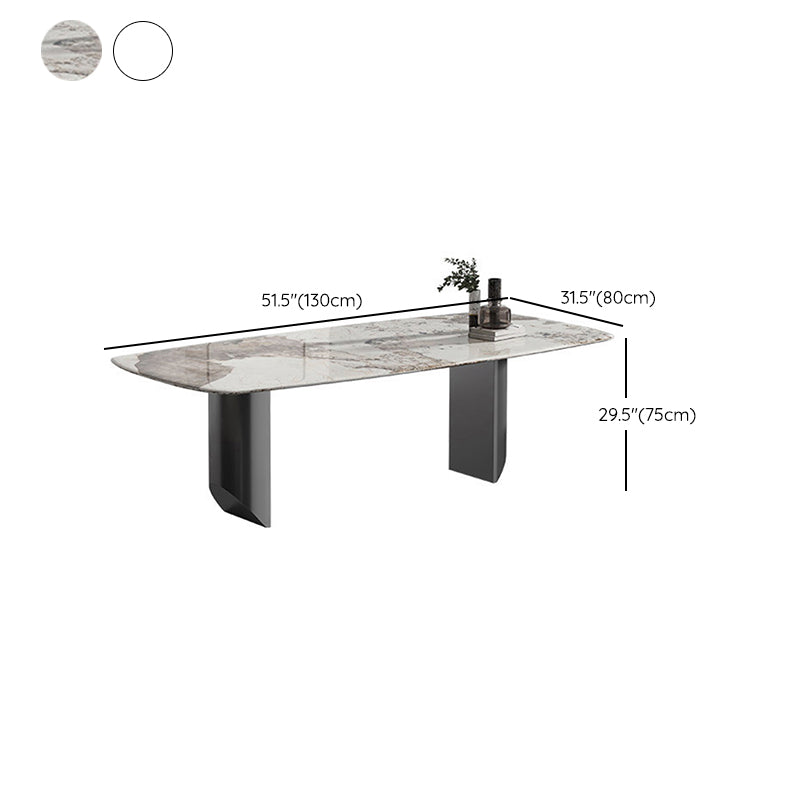 Luxury Double Pedestal Dining Table Sintered Stone Dining Room Desk Clearhalo 'Dining Tables & Seating' 'Dining Tables' 'dining_table' 'furn' 'furn_dining_table' 'Furniture' 'Kitchen & Dining Furniture' 6175717