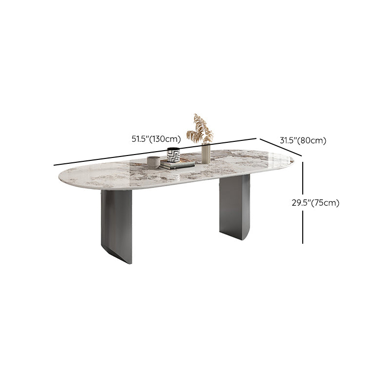 Luxury Double Pedestal Dining Table Sintered Stone Dining Room Desk Clearhalo 'Dining Tables & Seating' 'Dining Tables' 'dining_table' 'furn' 'furn_dining_table' 'Furniture' 'Kitchen & Dining Furniture' 6175722