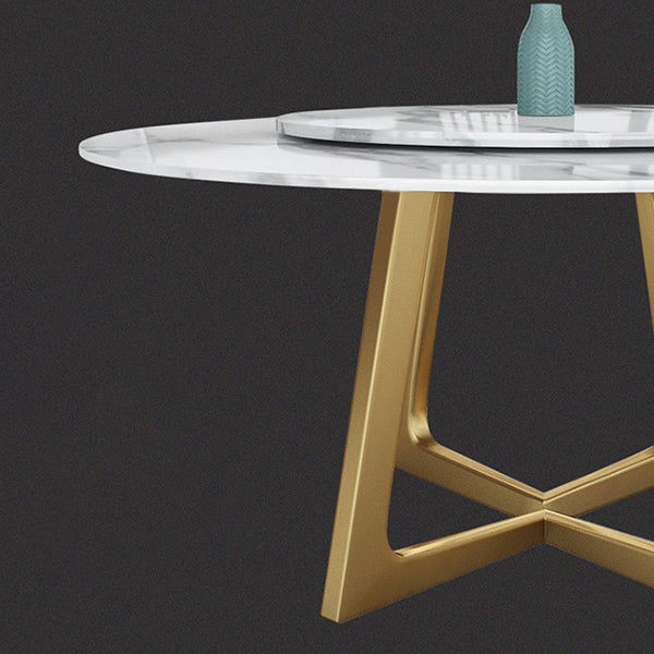 Tavolo da pranzo rotondo in metallo e pietra glam tavolo da pranzo rotondo per soggiorno domestico