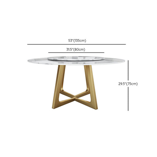 Metal and Stone Table Glam Style Round Dining Table for Home Living Room