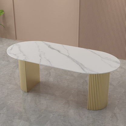 Ovale Form fester Esstisch Luxus Doppelpodesttisch für Esszimmer