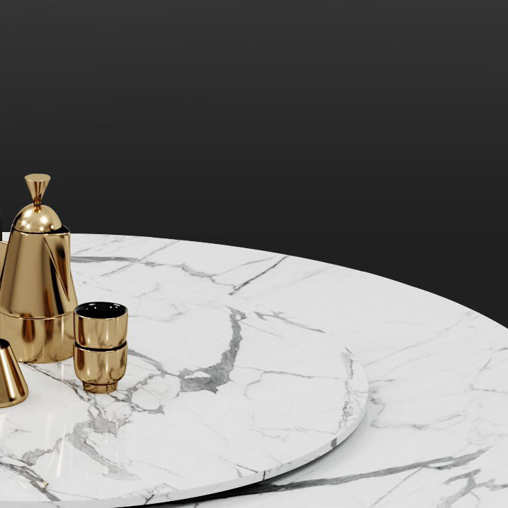 Table de la table en métal et en pierre Glam Style Minimaliste Table à manger ronde