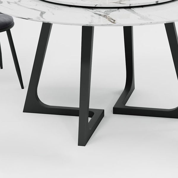 Table de la table en métal et en pierre Glam Style Minimaliste Table à manger ronde