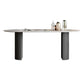 Modern Sintered Stone Dining Table Oval Shape Double Pedestal Kitchen Desk