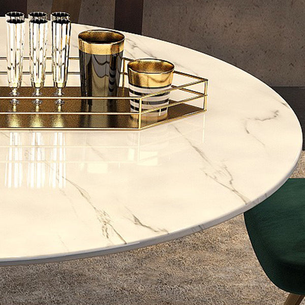 Metal and Stone Table Glam Style Minimalist Round Dining Table for Home Living Room Clearhalo 'Dining Tables & Seating' 'Dining Tables' 'dining_table' 'furn' 'furn_dining_table' 'Furniture' 'Kitchen & Dining Furniture' 6175790